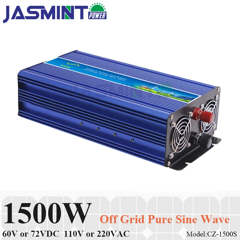 

1500W 60V/72VDC to 110V/220VAC Off Grid Pure Sine Wave Single Phase Solar or Wind Power Inverter, Surge Power 3000W