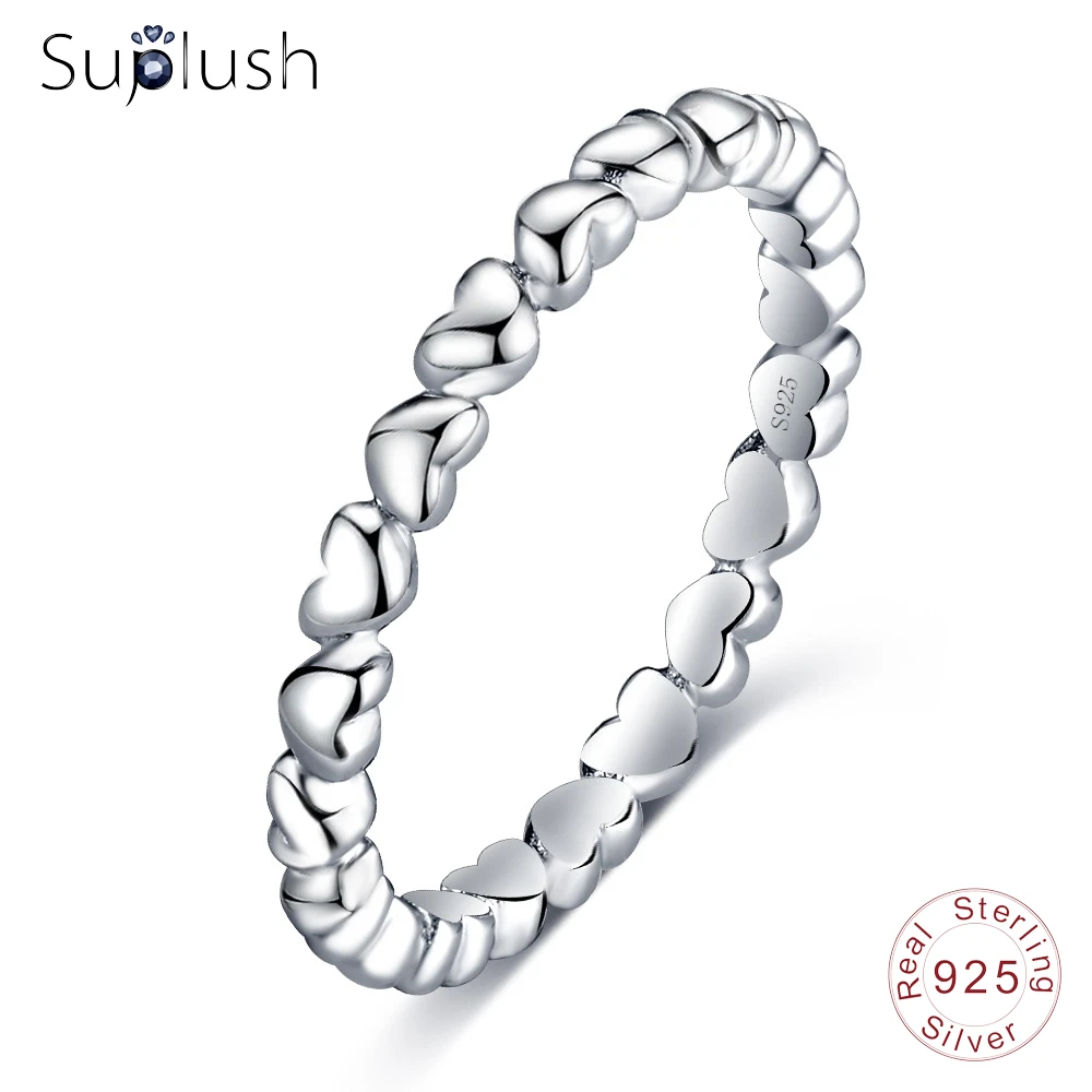 

Suplush Authentic 925 Sterling Silver Forever Love Heart Original Finger Ring For Women Wedding Party FashionJewelry PSRI0003-B