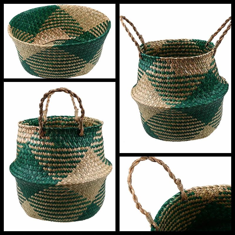 WCIC натуральная морская трава модная корзина для белья корзина для хранения игрушек ручная плетеная корзина складные корзины для хранения