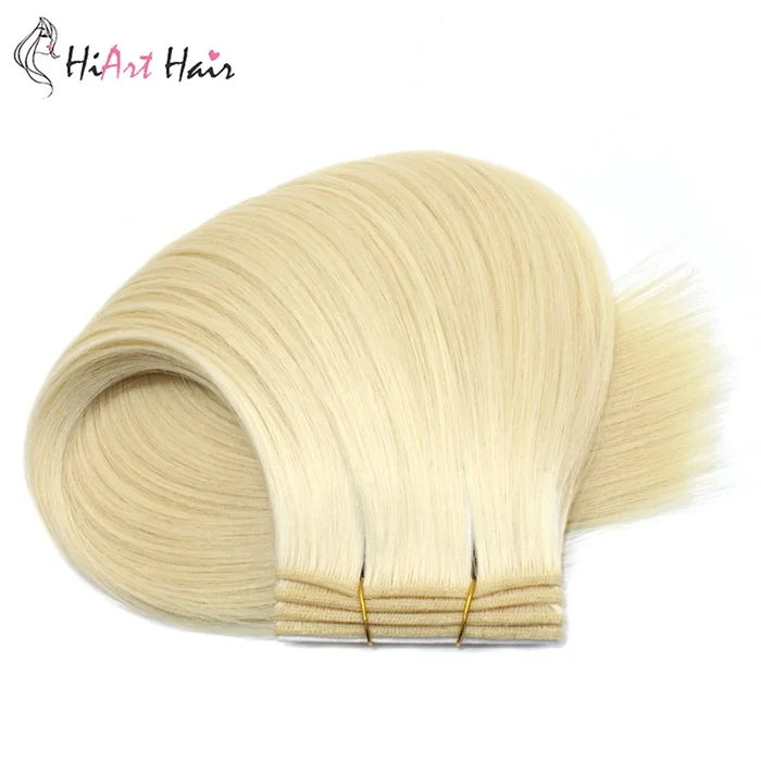 HiArt 100g Hair Weft In Human Hair Extension Weaves Extensions Human Hair Salon Double Drawn Remy Hair Weft Straight 18"20"22"