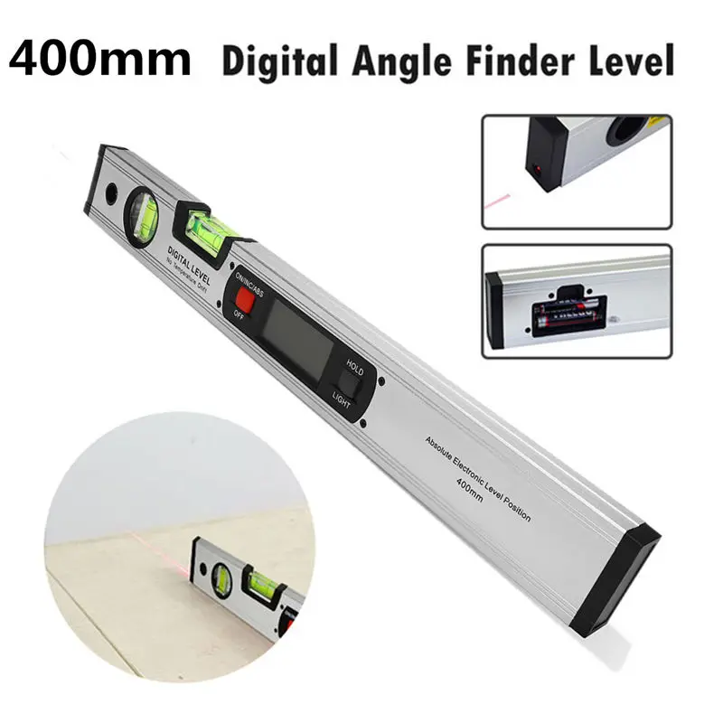 

Digital Angle Finder Level Absolute Origin Function 360 Complete Measurement LCD Display Portable Designed Aluminum Alloy Silver