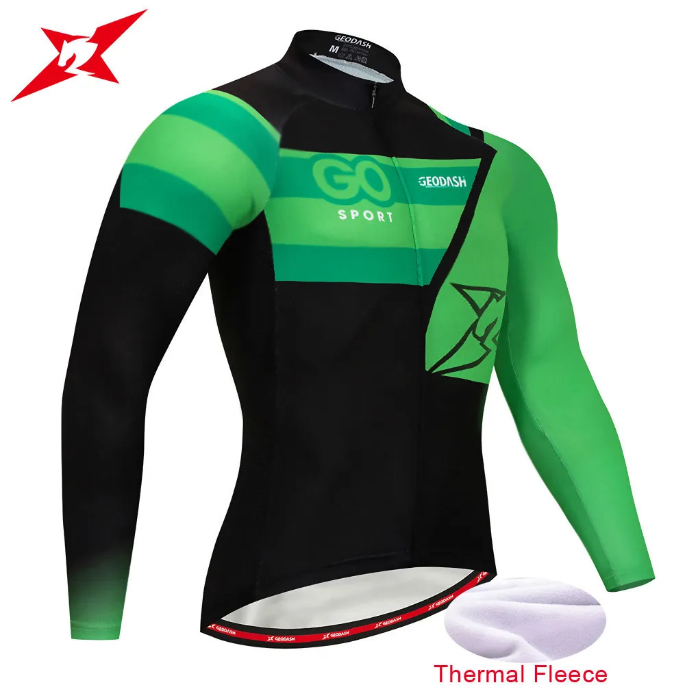 

GEODASH Quality Jersey Cycling Man 2019 Cycling Long Sleeve Shirt Winter Pro Cycling Jersey Mtb Thermal Fleece Bicycle Shirt