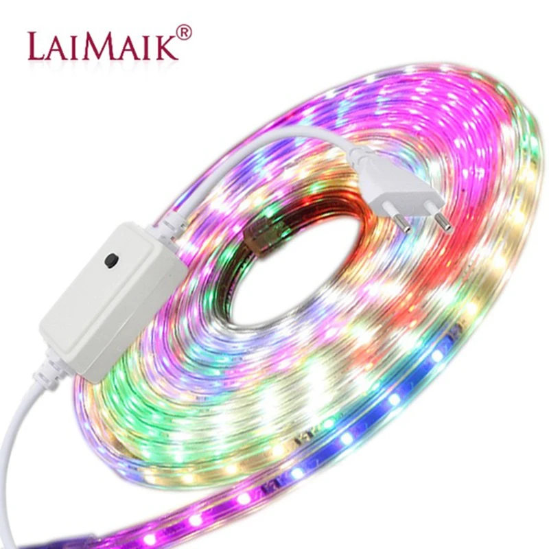 

LAIMAIK Colorful LED Strip Light AC220V 6 Color With Controller Strip LED Light Multicolor IP67 waterproof LED Flexible Tape