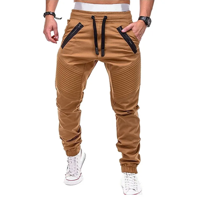 

Vertvie 2019 Pleated Joggers Sweatpants Drawstring Men Pencil Pants Trousers Male Cotton Harem Pants Cargo Hip Hop Running Pants
