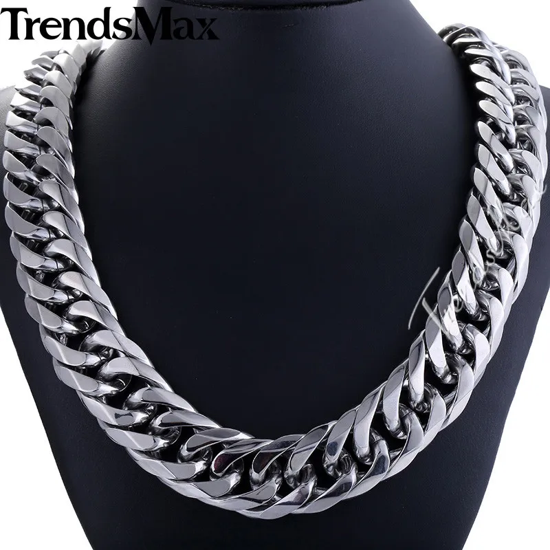 Trendsmax 18/22 мм Мужская цепь Тяжелая 316L Нержавеющая сталь серебро (Цвет) интересный