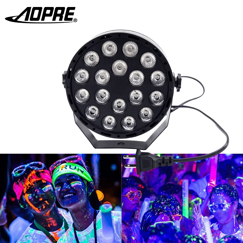 

LED UV Party Light 18W Stage Lighting Effect Mini Disco Light with DMX 512 Control IP64 Waterproof for DJ Club Home Party Bar