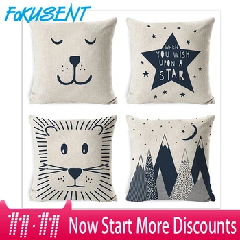 

Fokusent Cute Cartoon Dot Printed Cushion Cover Soft Cotton Linen Fabric Pillowcase Kids Room Home Sofa Chair Car Decor Covers