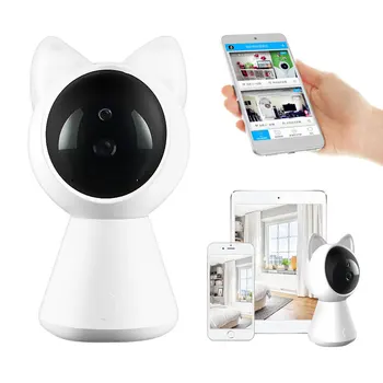 

Cat IP WiFi Camera HD 360 Degree Wireless Baby Monitor Pan Tilt Infrared Security Door Camera Night Vision Mini Robot Camcorder