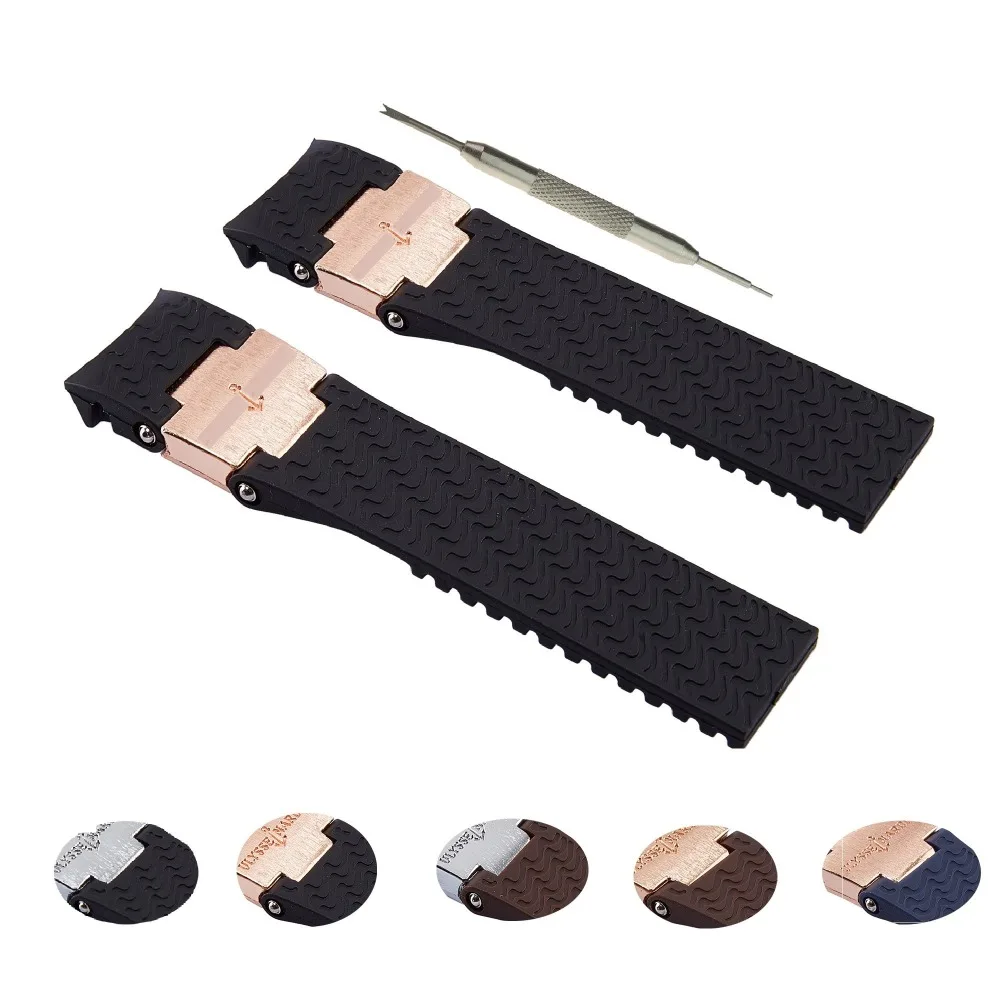 

MDNEN 22 mm Curved Style Silicone Watch Band Strap Fits For Ulysse Nardin Marine Diver + Tool