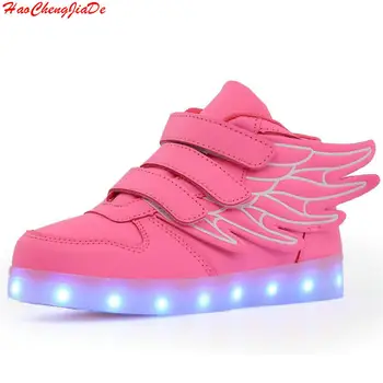 

USB Charging Basket Led Children Shoes With Light Up Kids Casual Boy Girls Luminous Sneakers Glowing Shoe enfant For Baby child