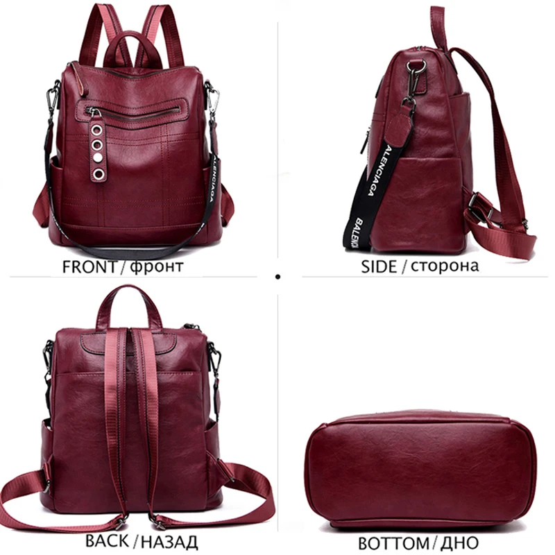  Vfemage Designer Women Backpack Leather Female Backpack School Bags for Teenager Girls Travel Backb - 32948793465