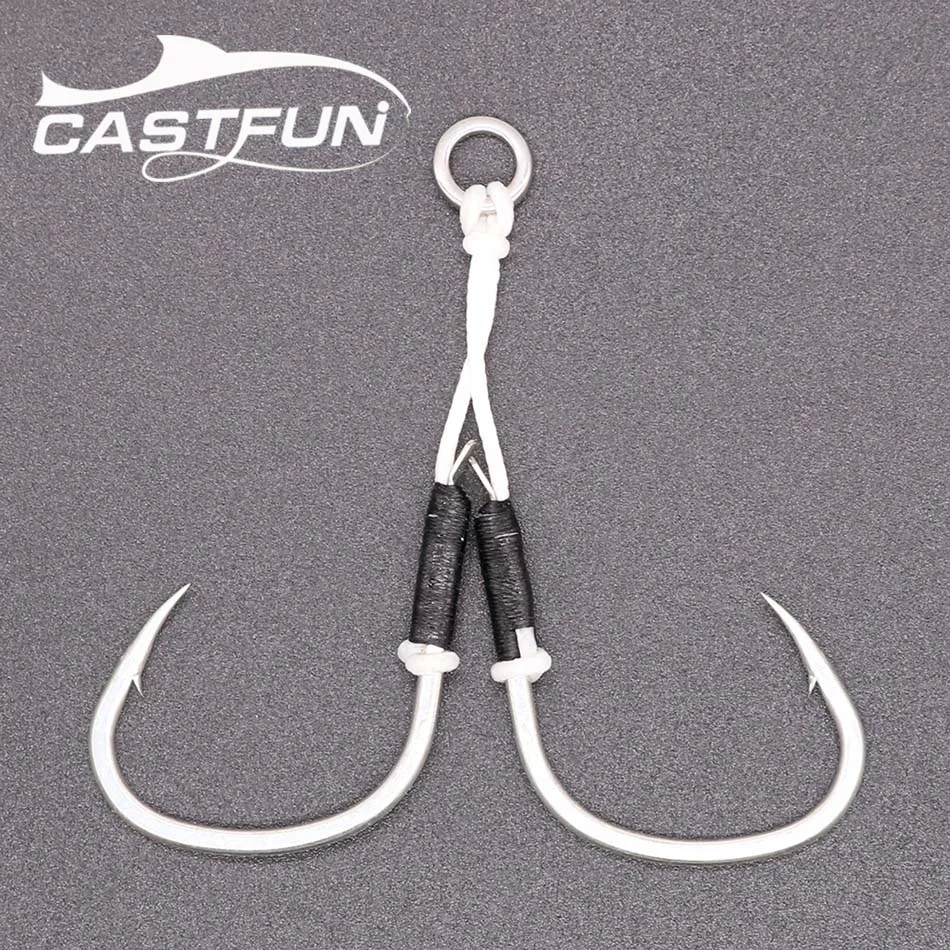 CASTFUN крючковый лов помочь крючок 1/0 2/0 3/0 4/0 5/0 с высоким содержанием углерода Сталь вялая блесна, блесна, крюка 2 шт./пакет