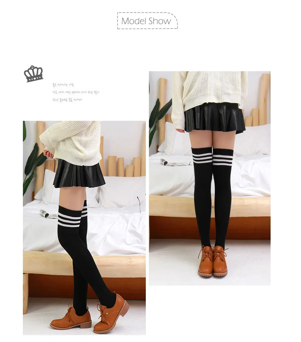 Warm Long Stocking Fashion Striped Knee Socks Girls Student School Sock Cotton Thigh high Over Knee High socks Female Ladies (7)