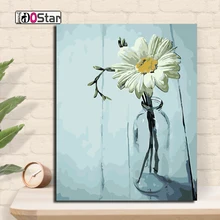 Безрамный белый цветок в бутылке DIY Краска ing по номерам настенные художественные картины Домашний Декоративный акрил краска по номерам для подарка