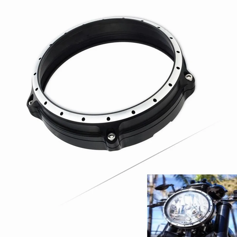 

Aluminum Motorcycle 7" Headlight Bezel Trim Ring For BMW R Nine T 2014 2015 2016 2017 Black