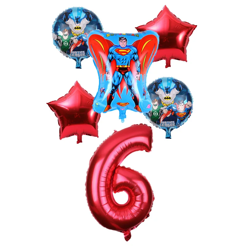 Супергероя «Супермен», «Бэтмен» Фольга воздушными шарами 6 шт./компл. 32 дюймов шара с цифрой вечерние поставляет детские игрушки Globos День рождения расходные материалы