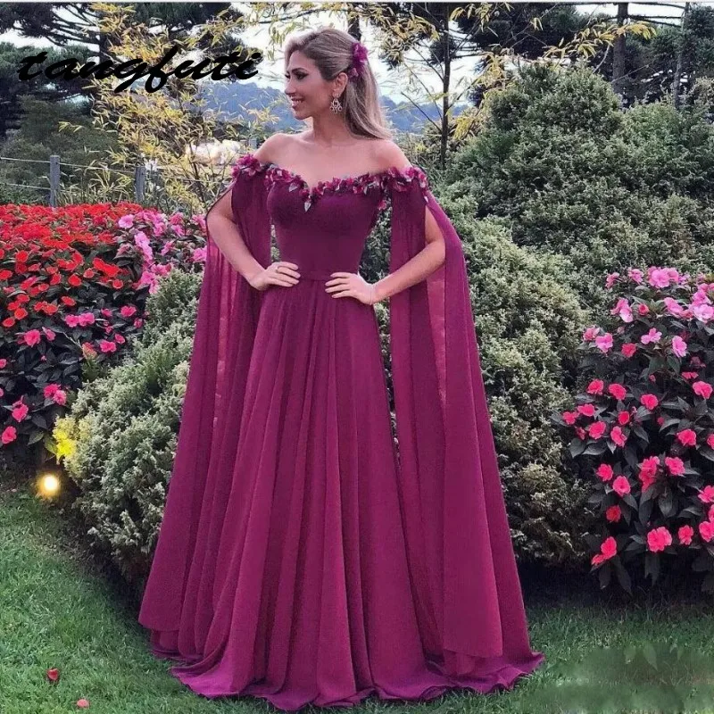 

New A Line Evening Dresses Party Pleat Flowers Chiffon Sweetheart Long Formal Dress Evening Party Prom Gown Women