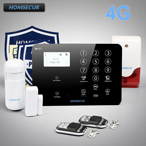 

HOMSECUR Wireless&wired 4G/3G/GSM LCD Home House Alarm System+Temperature Sensor
