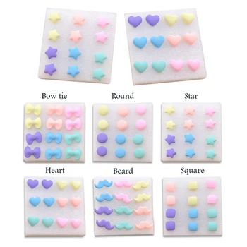 

2017 Hot Fashion Resin Stud Earrings Heart/Pinks Cheap Jewelry For Children Bijoux Colorful Popular Pattern Earrings Gift