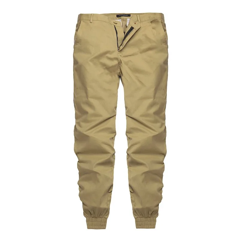 

Autumn Spring Mens Hip Hop Casual chinos Pants 100% Cotton Trousers High Quality Slim Fit Plain Joggers Sweatpants Elastic Cuff