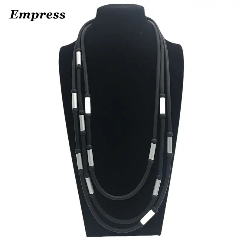 

2018 Female Silver DIY Widepipe Handmade Trendy Matte Frosted Customizable Soft Leather Cotton Handmade Collier Bead Necklace