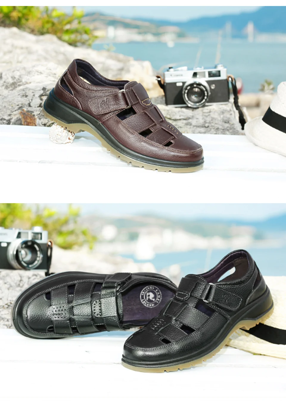 CAMEL/мужские сандалии высокого качества; Мужская обувь из натуральной кожи; мягкие мужские сандалии в деловом стиле; повседневные пляжные туфли для папы двойного назначения