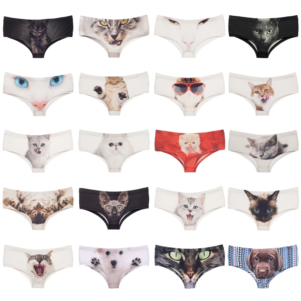 

LEIMOLIS Cat dog pug Animal funny print sexy hot panties female kawaii Lovely underwear push up briefs women lingerie thongs