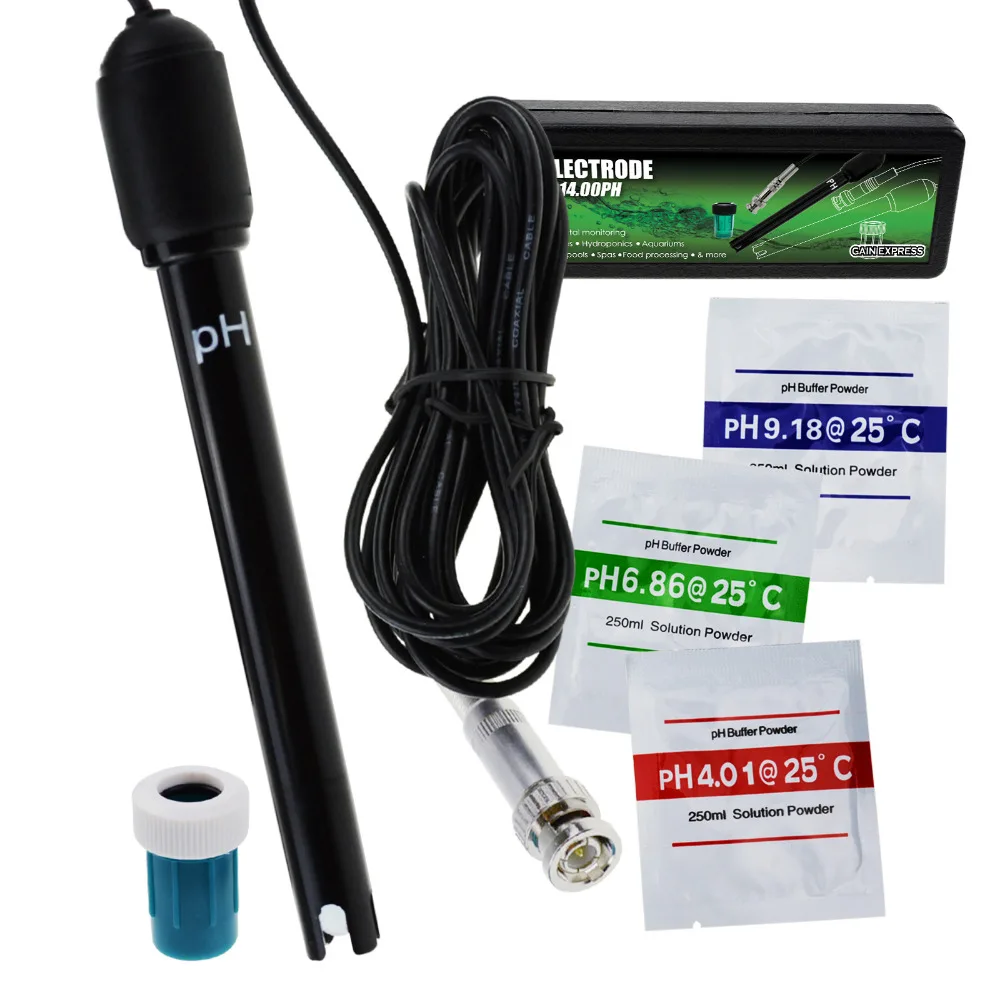 1Pc Single PH Electrode BNC Connector Replacement 0.00~14.00pH Measuring Range Probe W315