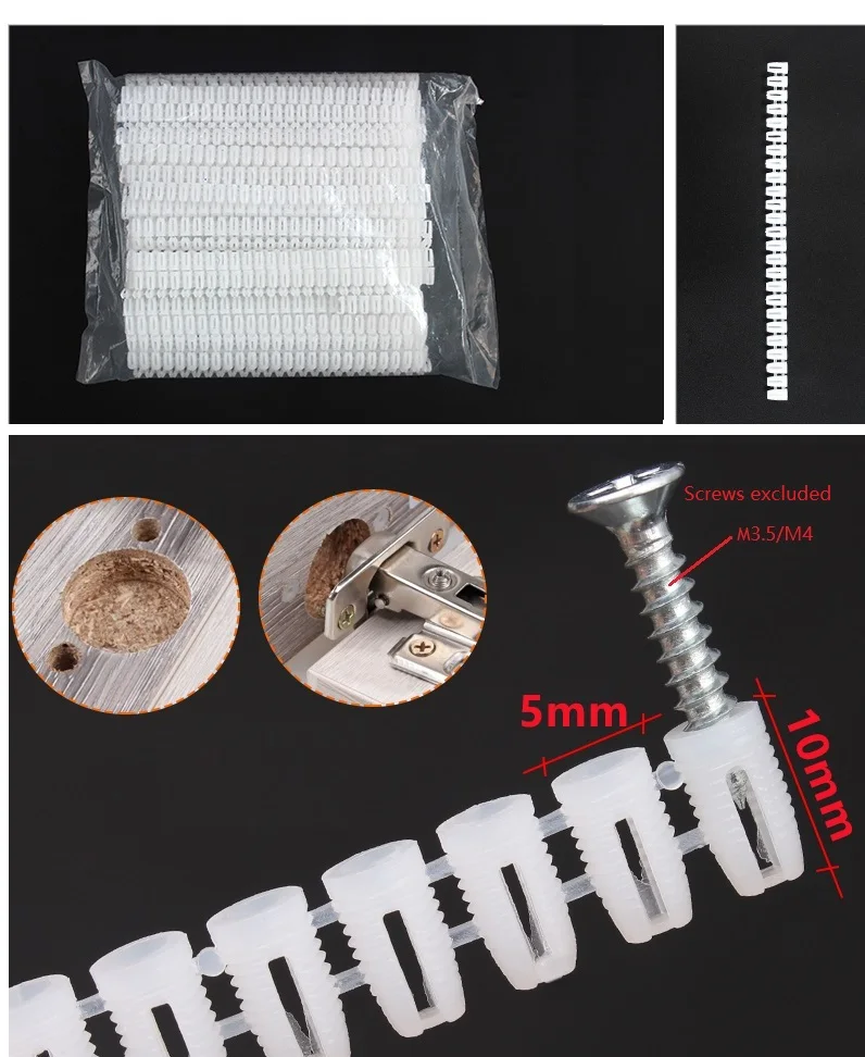 2000 шт./лот Premintehdw M4 нейлоновая Расширительная гайка анкерная пробка для шкафа шарнир предварительно вставленные гайки сбитые