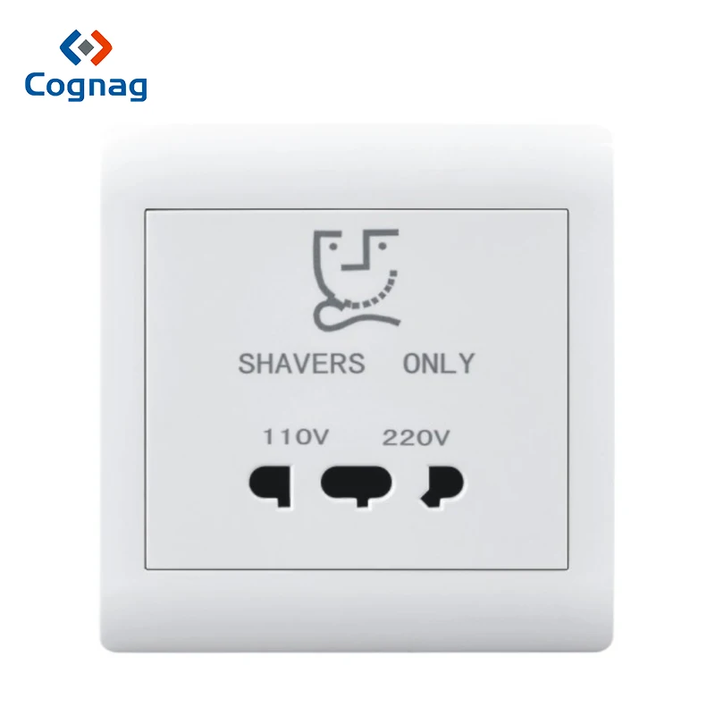 

Cognag hotel 1 gang dual voltage shaver socket 110V 240V white type 86 transformer bathroom beard knife socket