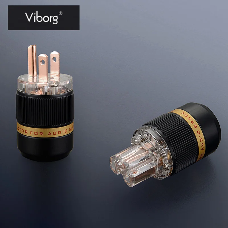 

Viborg Transparent AC Power US Plugs Audio Connector 1 Pair HIFI IEC Audio Connector Ac Power Cord Plugs For Speaker