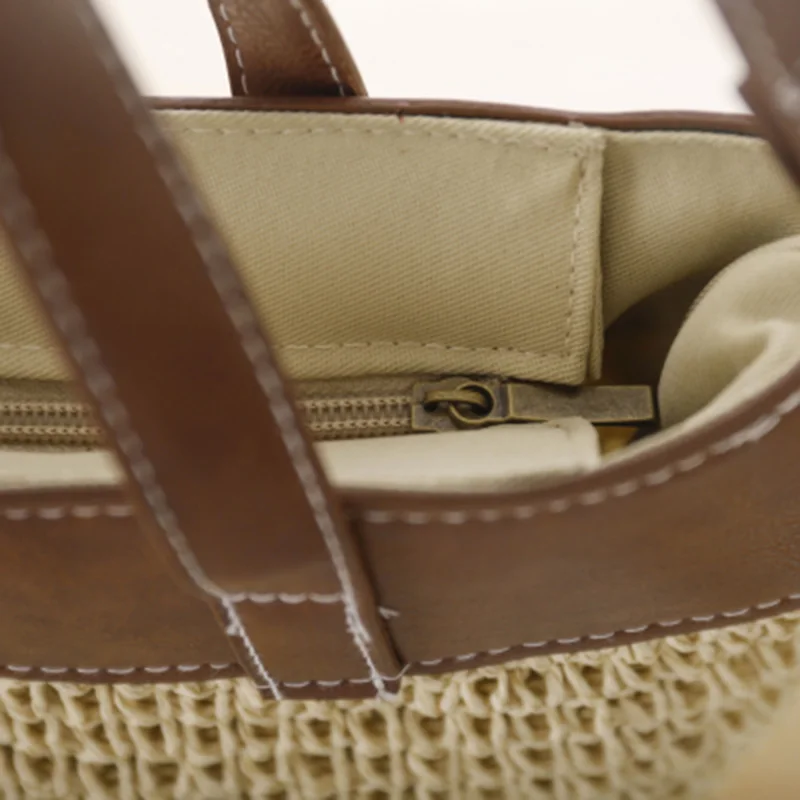 Women Straw Bag Female Beach Handbag INS Popular Ladies Patchwork Shoulder Bags Fashion Summer Large Weave Vacation Tote SS3050 (18)