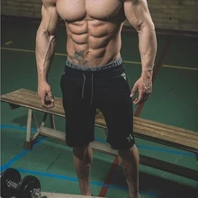 Мужские спортивные шорты для фитнеса, хлопковые шорты, бег трусцой, спортивные штаны до середины икры для бодибилдинга, новинка, мужские спортивные шорты