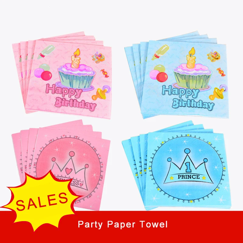 

Birthday Party Paper Towel Children's Baby Party Printed Cartoon Napkin Paper Handkerchief Package 20Pcs/Pack