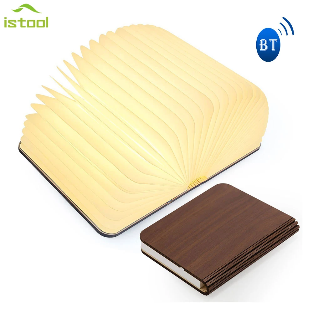 

New Fashion Foldable Book Design Colorful LED Lamp & Bluetooth Speaker an ker Support Calls/TF-Card With Remote Control