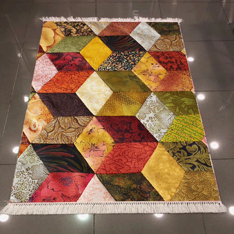 Желтый красный зеленый Камни Кубики коробки 3d узор принт, микроволокно анти скольжение обратно моющиеся декоративные килим области ковер