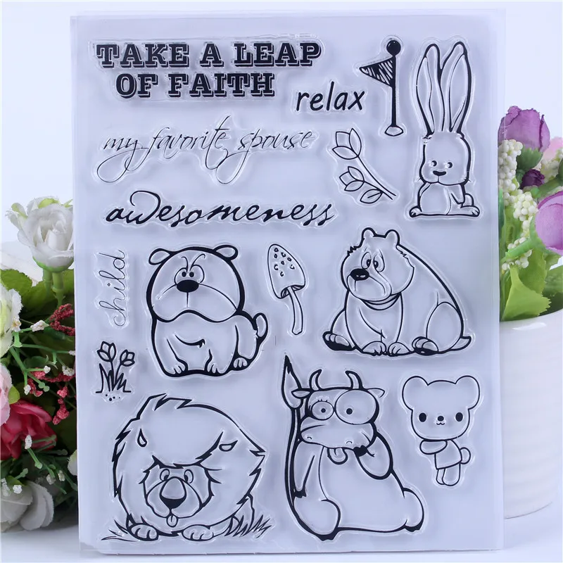 

DLKSDIY Cartoon animal Transparent Clear Stamp DIY Silicone Seals Scrapbooking / Card Making/Photo Album Decoration