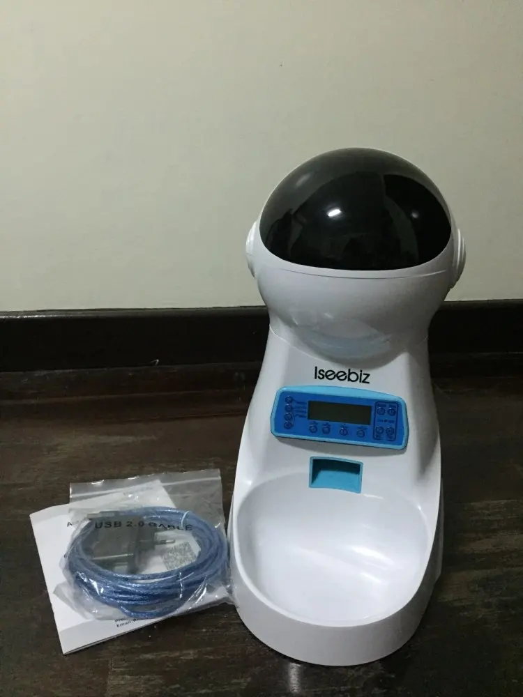 Iseebiz 3l Automatic Pet Feeder With Voice Record Pets Food Bowl