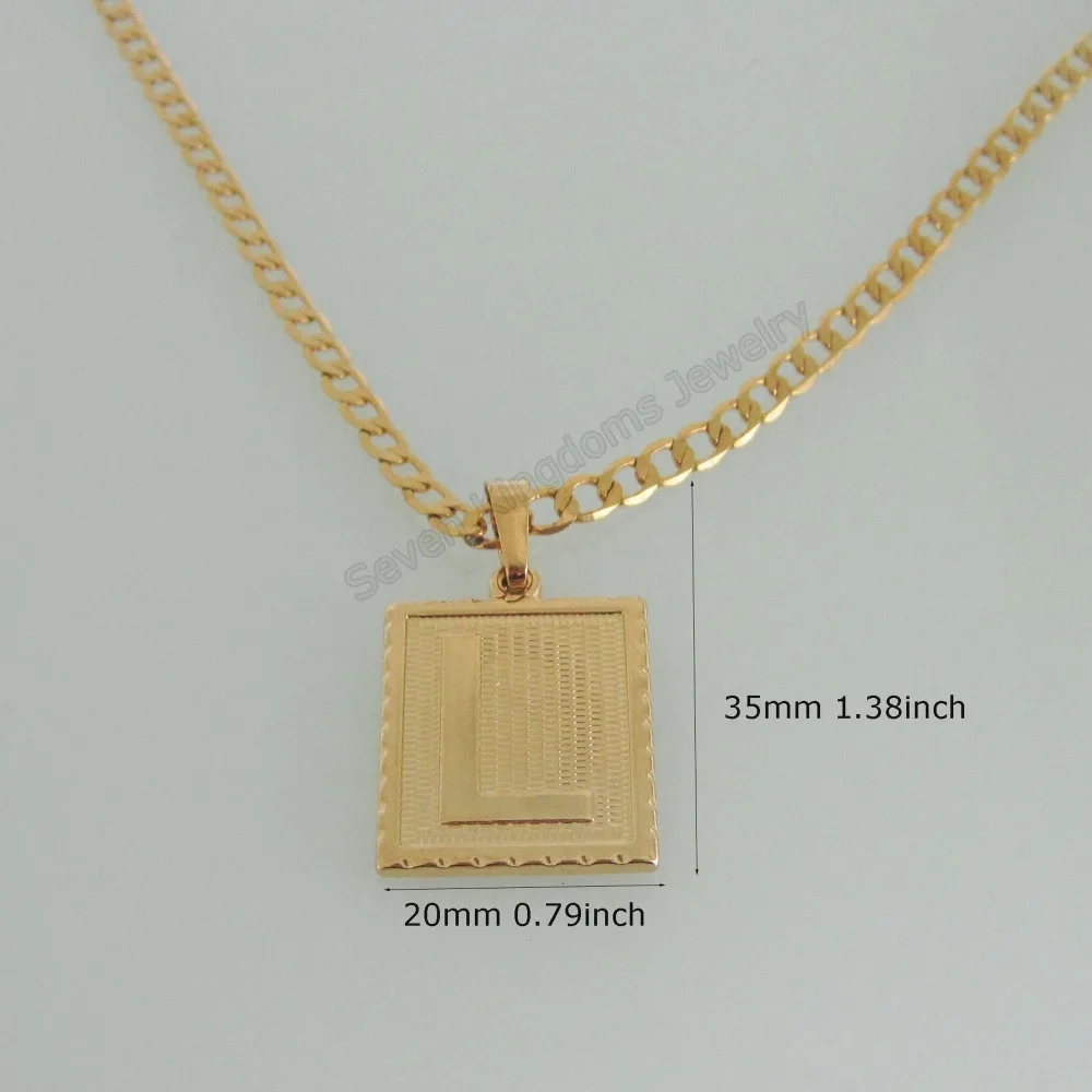 

Ожерелье из латуни с покрытием из желтого золота, 24 дюйма, кубинская цепочка и подвеска с буквой L, отличный подарок