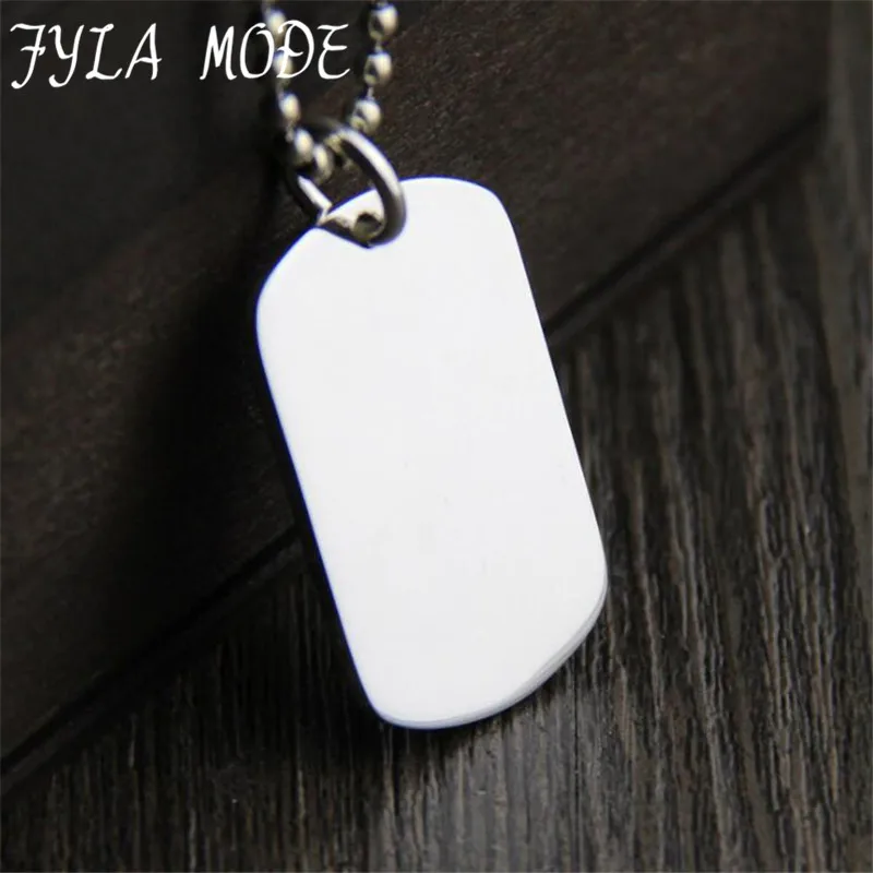 

FYLA MODE S999 Pure Silver Blank Dog Tag Pendant Husband Wife Friendship Gift Personalized Necklace 21.5*33.8MM 14.10G TYC282