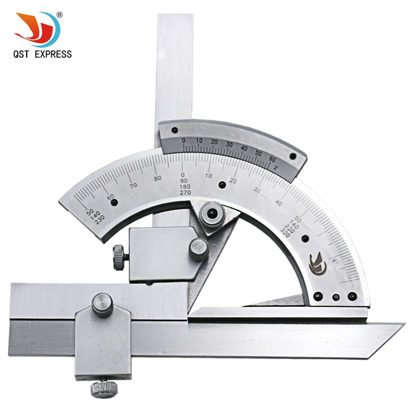 

QSTEXPRESS 0-320 Universal Stainless Steel Bevel Protractor Angular Dial ruler goniometer