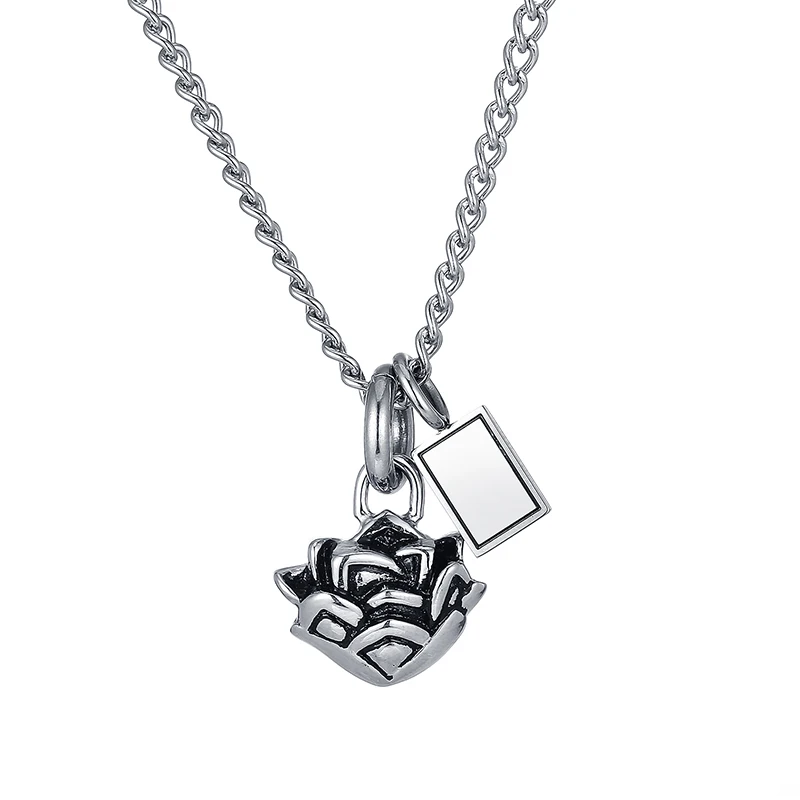 

Buddhist Women Lotus Flower Necklace With Link Chain Chinese Style Stainless Steel Female Charm Pendants Jewelry BP002-tag