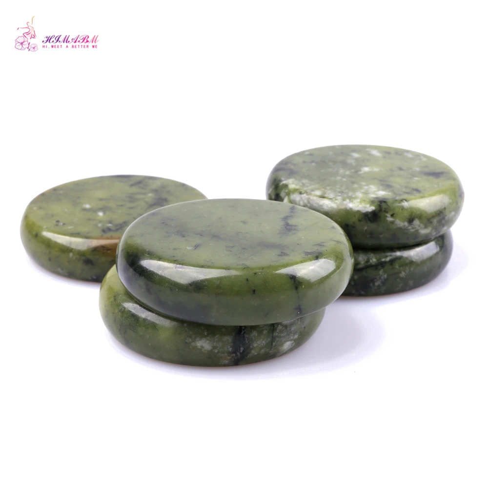 HIMABM 5 Pieces Natural Green Xiuyan Jade Hot Spa Basalt Stone Massage Basalt Stone Lava Rocks 80*80*20mm wholesale HIMABM 5 Pieces Natural Green Xiuyan Jade Hot Spa Basalt Stone Massage Basalt Stone Lava Rocks 80*80*20mm wholesale
