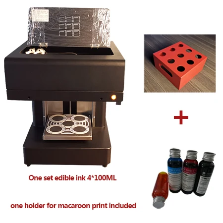 

20*20cm tray Digital automatic Coffee printer Cake Macaroon Food printer 4*100ml ink and Macaroon holder included