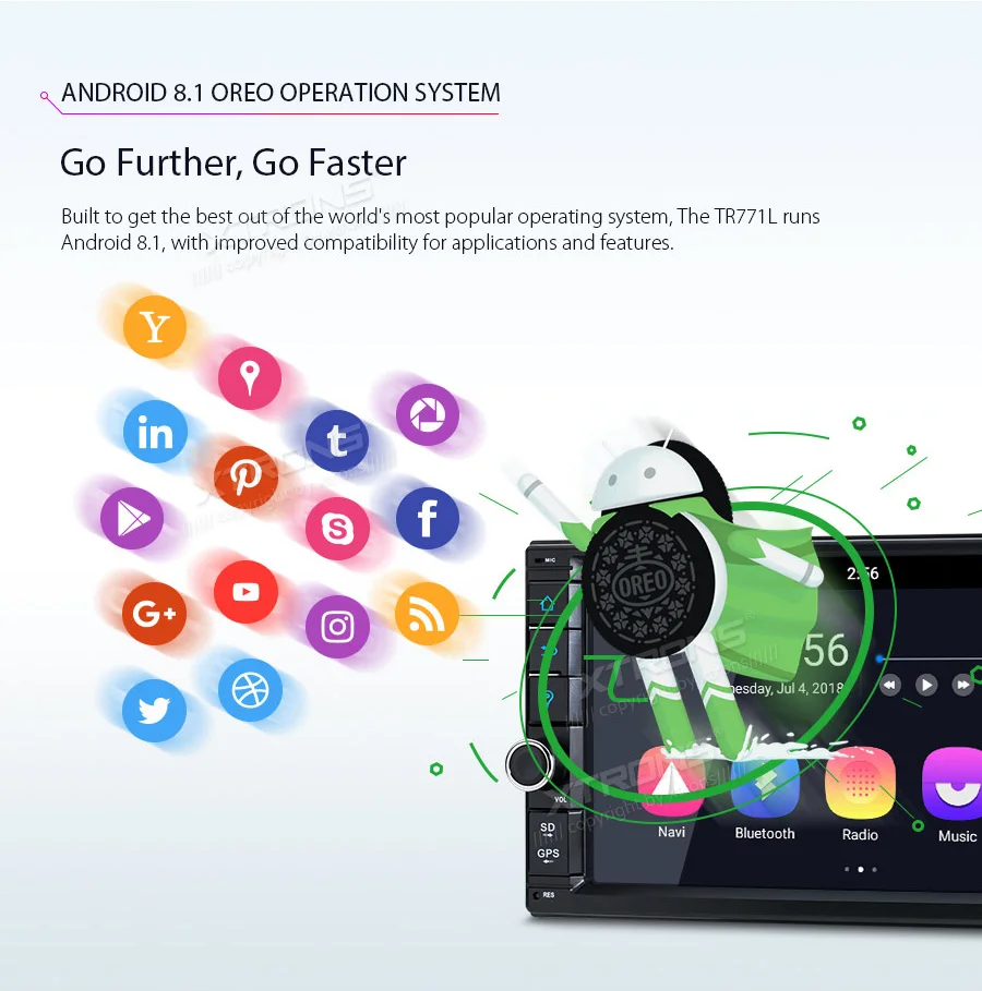 Sale XTRONS 2 Din Android 8.1 Universal Car Radio Stereo Player GPS For Nissan Volkswagen TOYOTA Honda KIA Hyundai Mazda BME NO DVD 2