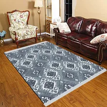 Más Nordec negro blanco ikat escandinavo geometría 3d imprimir antideslizante Kilim lavable decorativo Kilim alfombra, alfombra