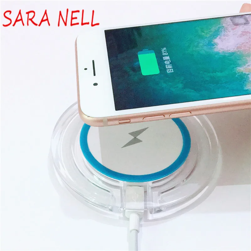 

SARA NELL phone wireless charger Power crystal For iphoneX 8/8 plus Samsung s7 s8 edge phone universal round transmitter