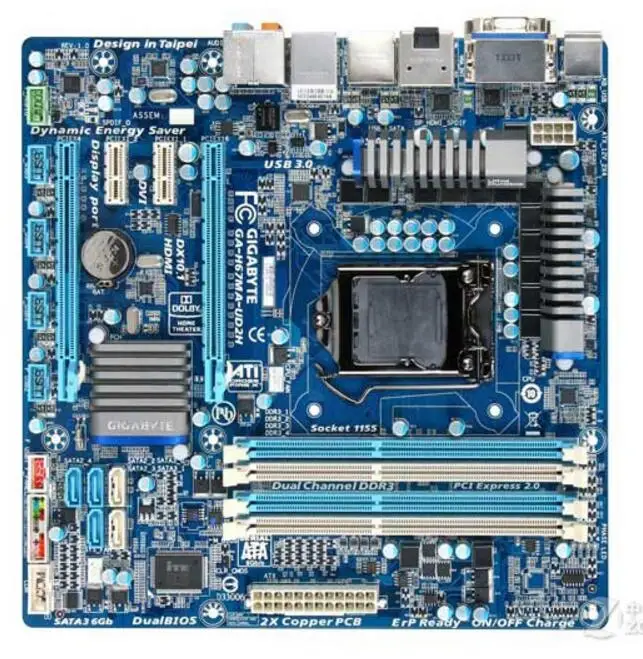 Материнская плата для Gigabyte 1155 оригинальная б/у настольная разъем H67 LGA DDR3 |
