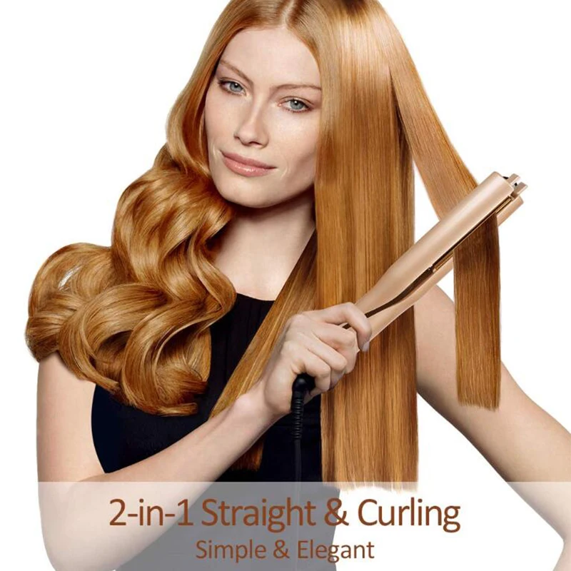 

2019 New Hair Curler Pro Curling Iron 2 in 1 Hair Curling Straightening Iron Automatic Rotating Roller Twist Hair Styling Tools