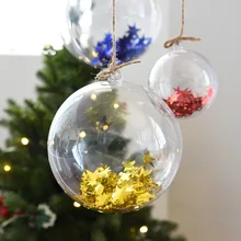 Christmas-Decorations Ornament Ball Clear Bauble Transparent Plastic 10-Pairs Gift Open